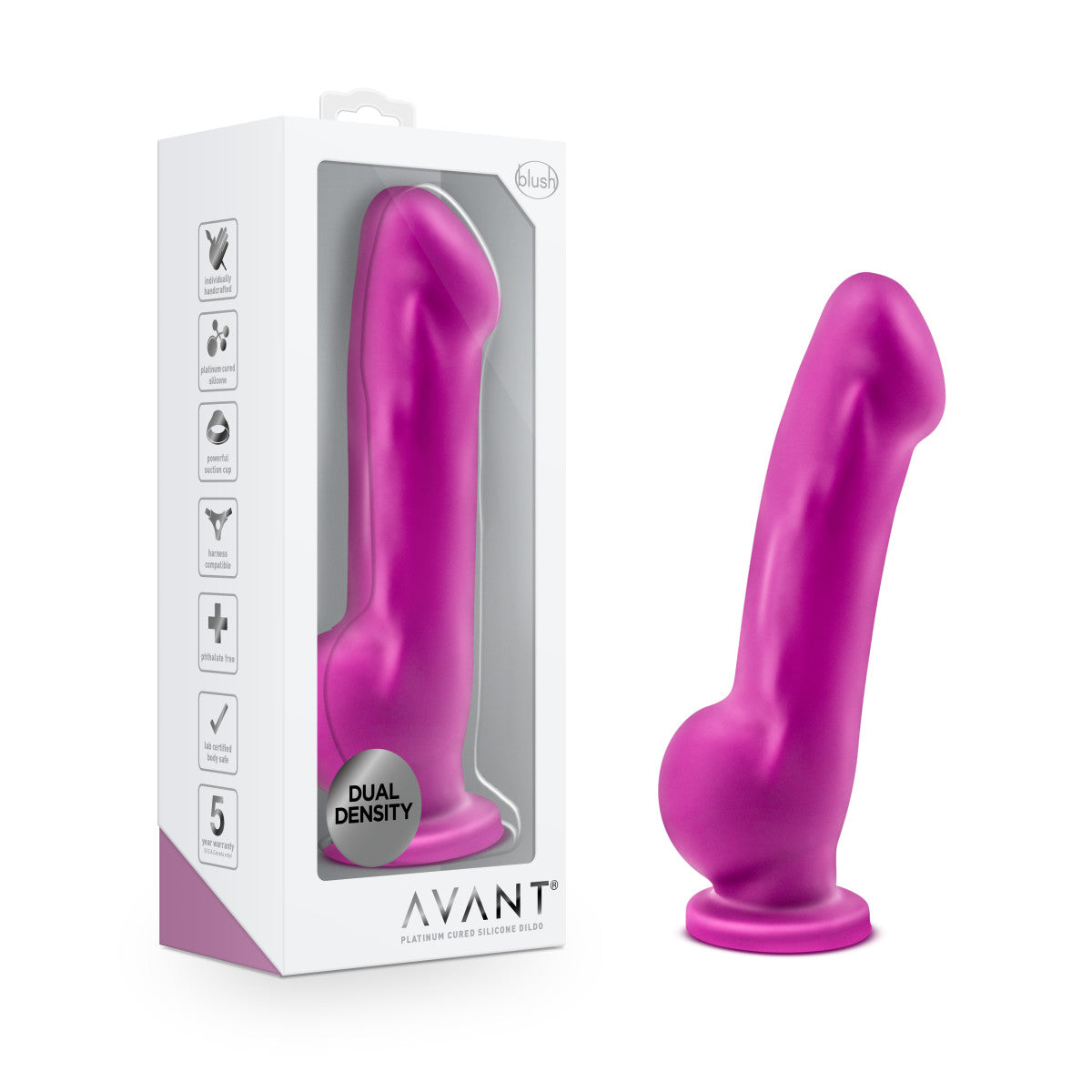 Avant | Ergo Violet D7: Artisan 7 Inch Dildo with Suction Cup Base - Elegantly Made with Smooth Ultrasilk® Purio™ Silicone
