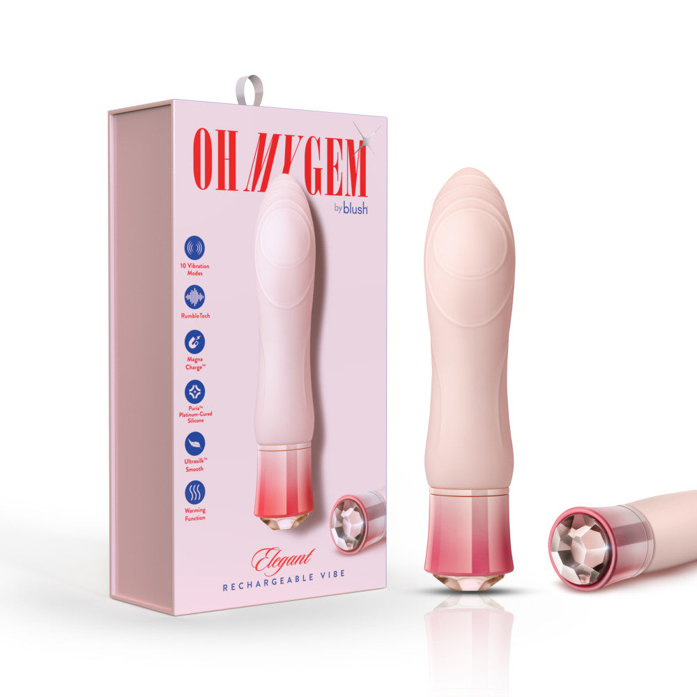 Oh My Gem Elegant 5.5 Inch Warming G Spot Vibrator in Morganite - Made with Smooth Ultrasilk® Puria™ Silicone