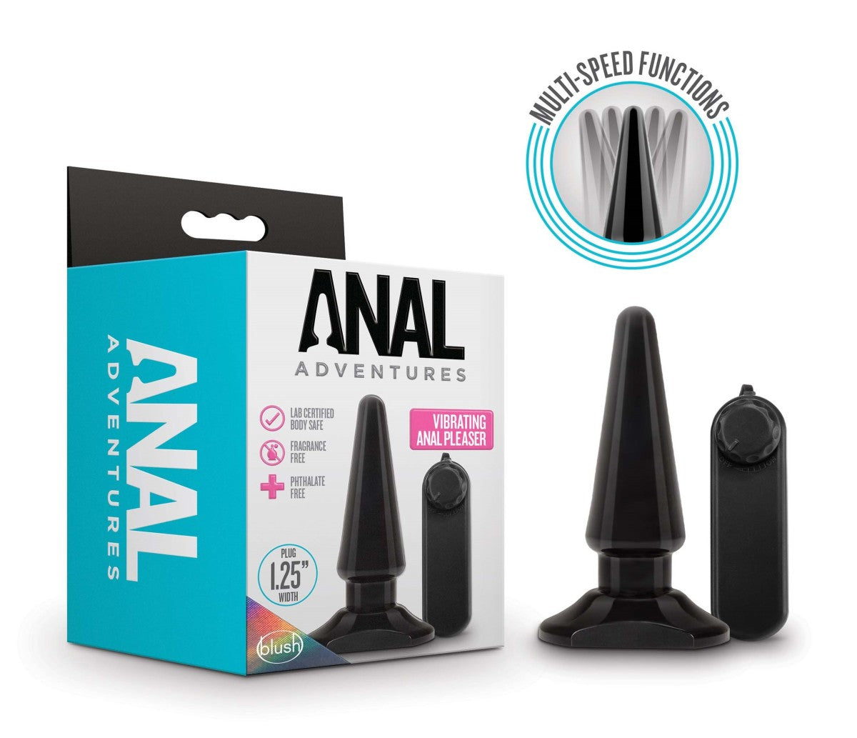 Anal Adventures Basic Pleaser Black 4-Inch Vibrating Anal Plug