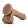 Image of Au Naturel Mister Perfect. Mocha skin tone realistic dildo. Featuring a tapered head, veins along a straight but flexible shaft, and realistic balls. Suction cup base. Additional images show alternate angles.