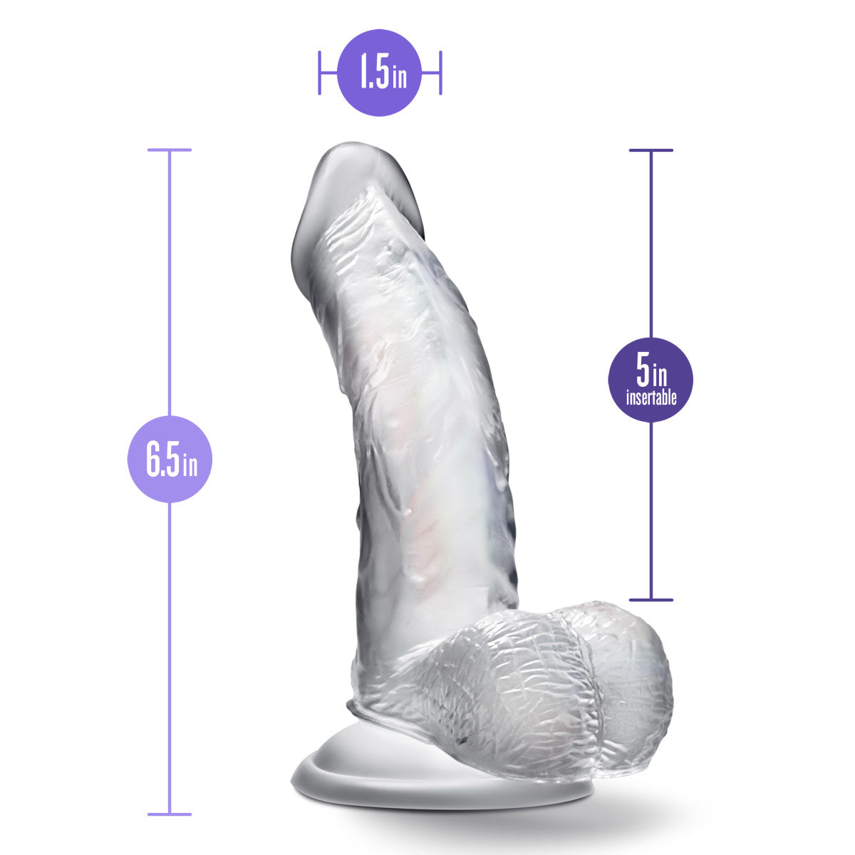 B Yours Diamond Sparkle Realistic G-Spot Clear 6.5-Inch Long Dildo With Balls & Suction Cup Base