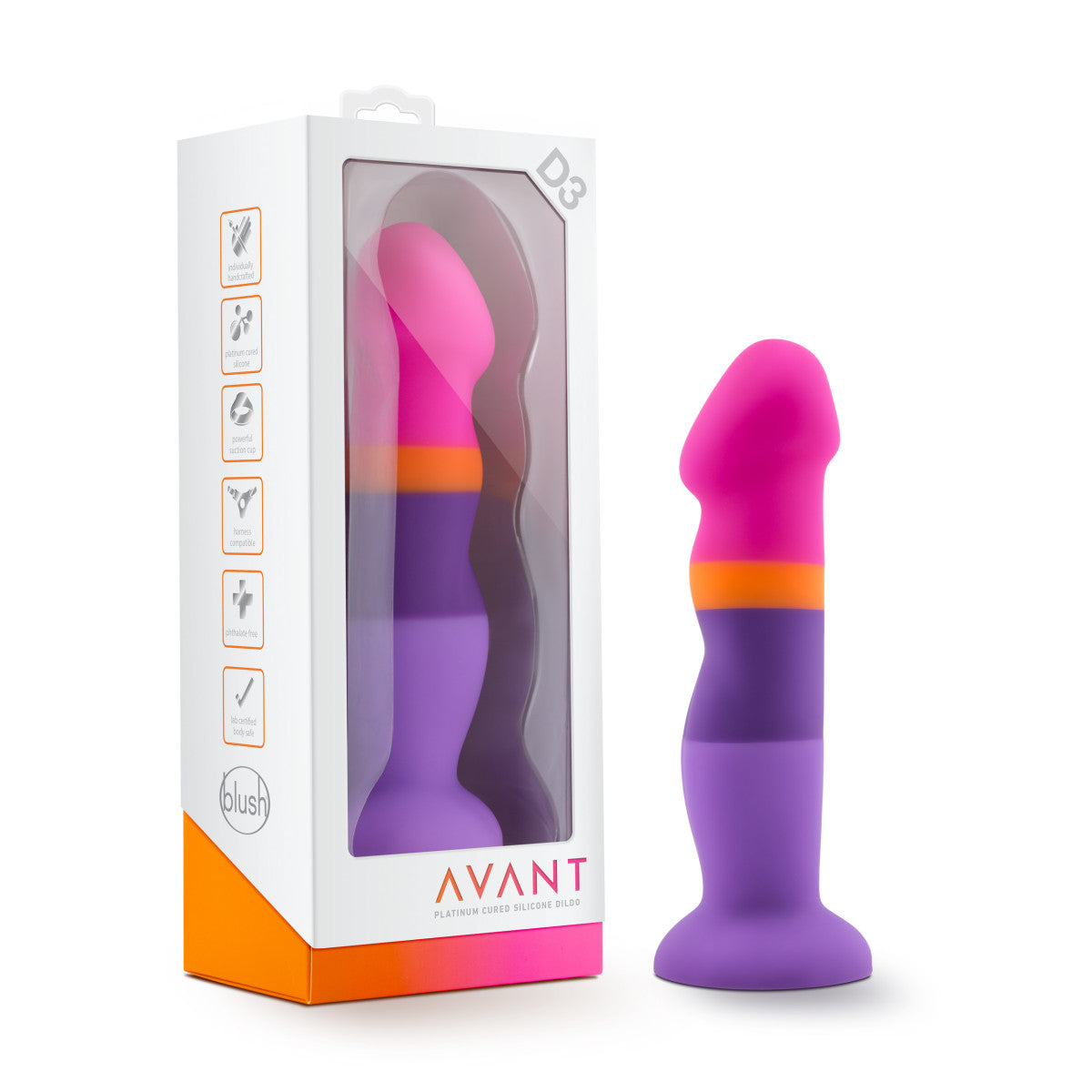 Blush Avant | Summer Fling D3: Artisan 8 Inch Curved G-Spot Dildo with Suction Cup Base - Elegantly Made with Smooth Ultrasilk® Purio™ Silicone