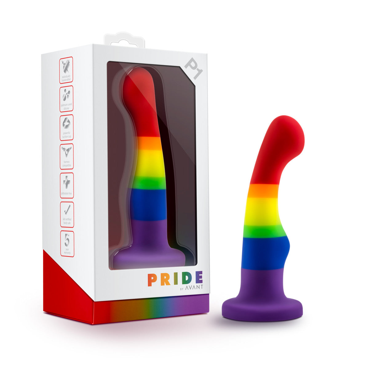 Blush Avant | Pride Freedom P1 | Artisan 6 Inch Curved G-Spot Dildo with Suction Cup Base | Elegantly Made with Smooth UltraSilk® Purio® Silicone