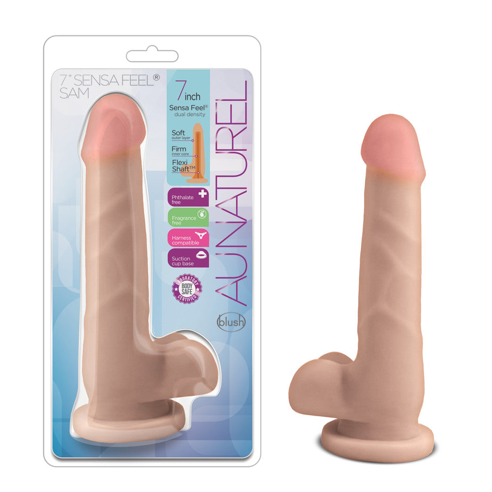 Au Naturel Realistic Beige 7.5-Inch Long Dildo With Balls & Suction Cup Base