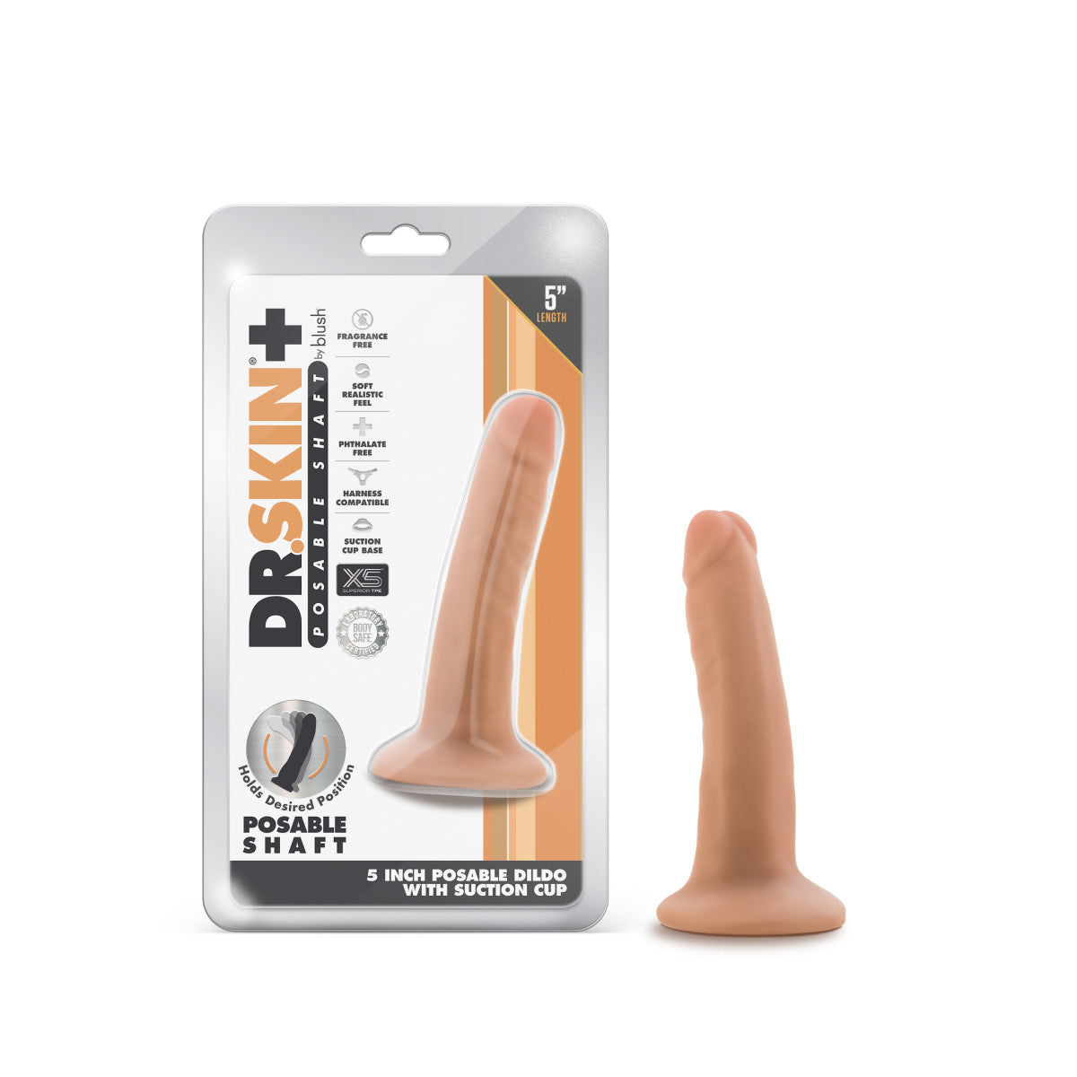 Dr. Skin Plus Realistic Vanilla 5.5-Inch Long Dildo With Suction Cup Base