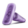 A classic shaped small purple butt plug with a subtle swirl color pattern. This plug features a tapered tip, slim neck, and flared base. Additional images show alternate angles.
