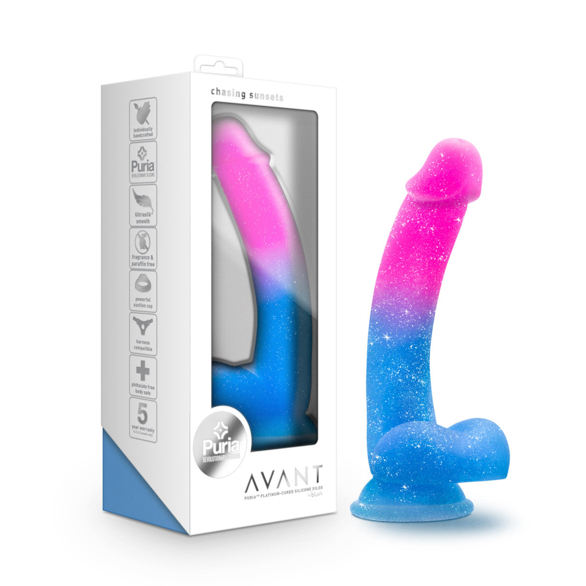 Avant | Chasing Sunsets Mermaid: Artisan 8 Inch Dildo with Suction Cup Base - Made with Smooth Ultrasilk® Purio™ Silicone
