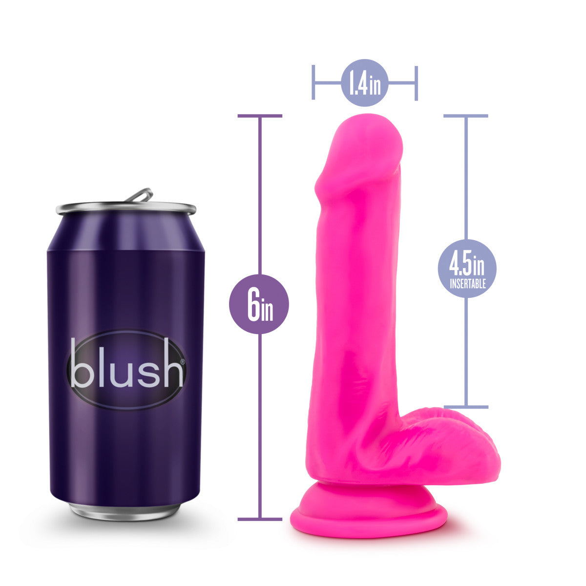 Pink realistic dildo with a rounded head, veins along a straight but flexible shaft, realistic balls, and a suction cup base. Additional images show alternate angles.