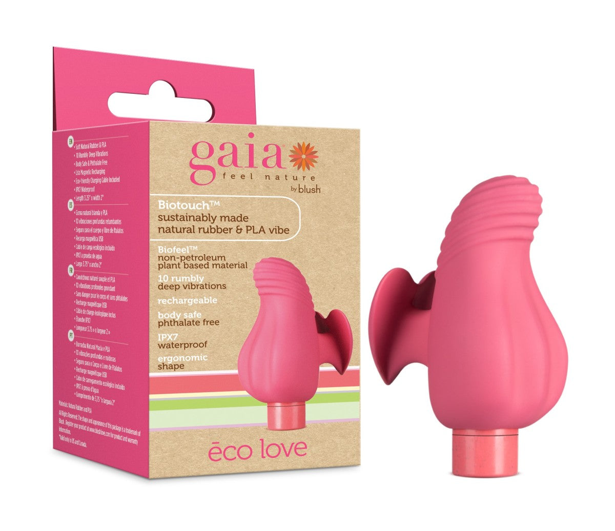 Gaia | Eco Love: Plant-Based 3" Waterproof Multifunction Powerful Vibrator in Coral - Sustainably Made with BioTouch™ & BioFeel™