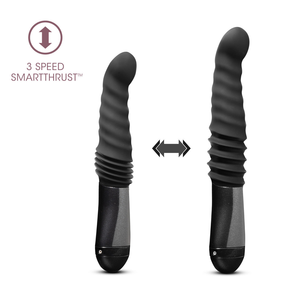 Temptasia Lazarus Curved G-Spot Black 10-Inch Long Rechargeable Thrusting & Vibrating Dildo