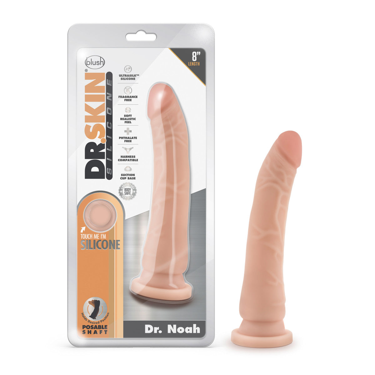Dr. Skin Silicone Dr. Noah Realistic Vanilla 8.5-Inch Long Dildo With Suction Cup Base