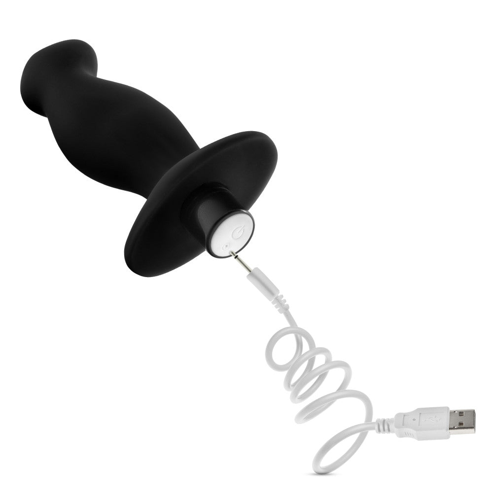 Anal Adventures Platinum  Prostate Massager 02  Curved Black 4.25-Inch Vibrating Rechargeable Anal Plug
