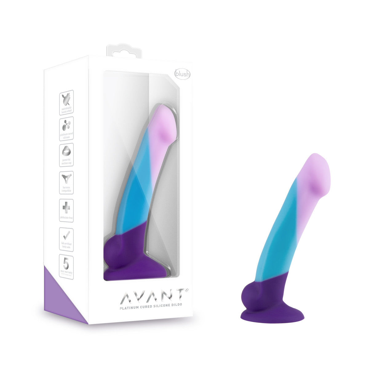 Blush Avant | Purple Haze D16: Artisan 7 Inch Curved G-Spot Dildo with Suction Cup Base - Elegantly Made with Smooth Ultrasilk® Purio™ Silicone