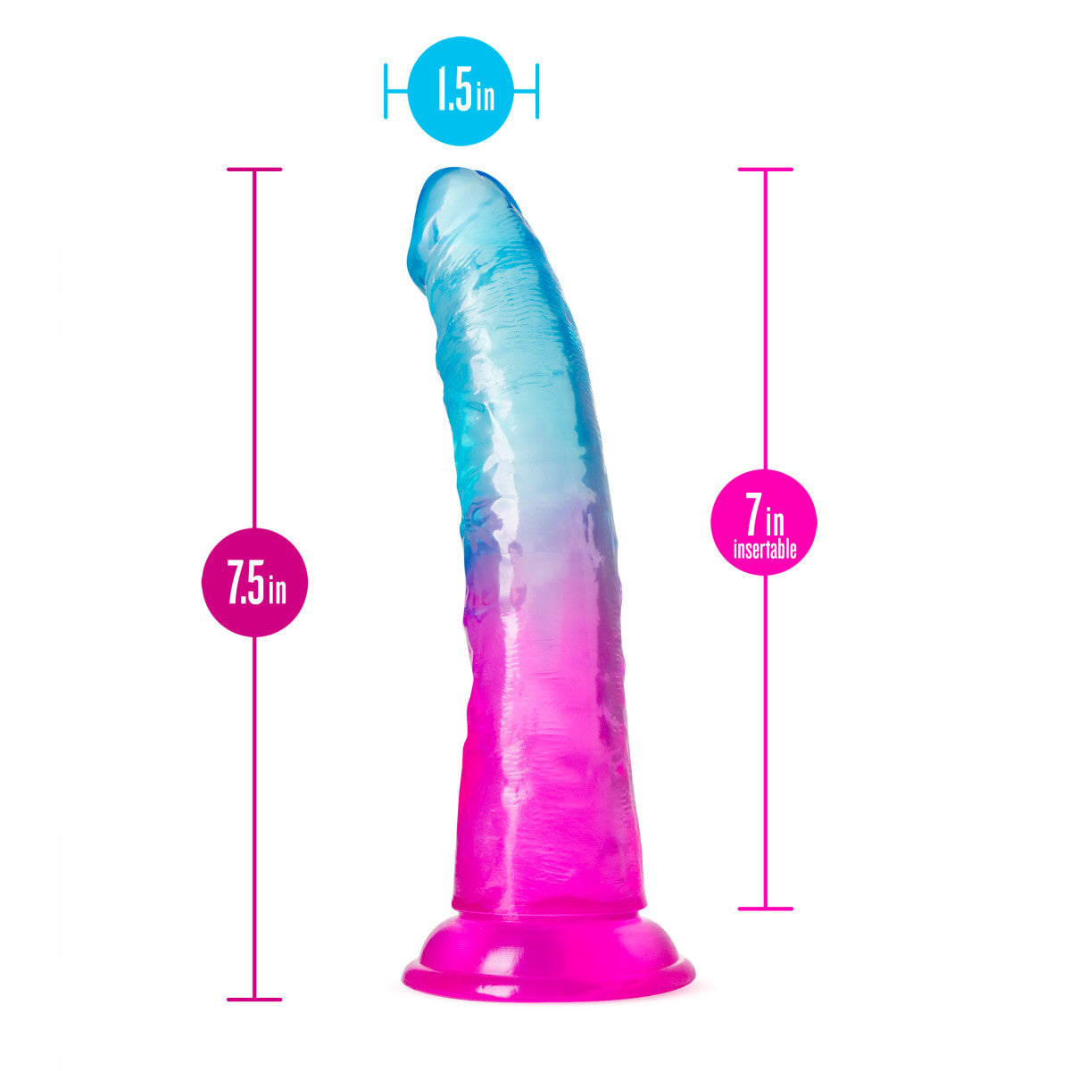 B Yours Beautiful Sky Realistic Sunset 7.5-Inch Long Dildo With Suction Cup Base