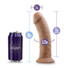 Mocha skin tone ultra realistic dildo. Featuring a slightly textured round head, veins and texture along the thick, upwardly curved shaft, and a suction cup base. Additional images show alternate angles.