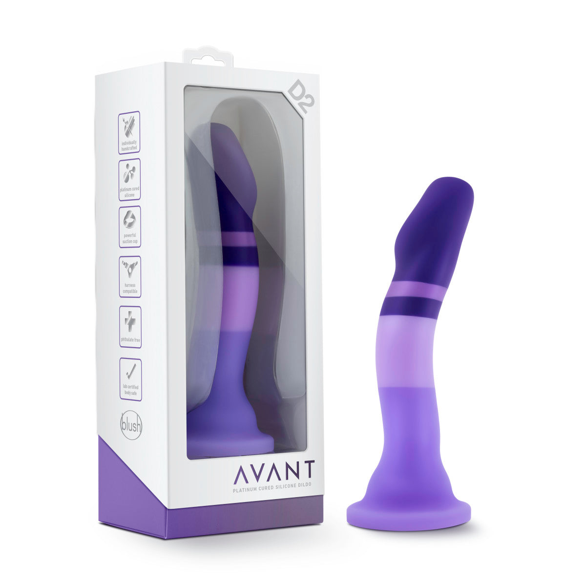 Avant | Purple Rain D2: Artisan 7 Inch Curved G-Spot Dildo with Suction Cup Base - Elegantly Made with Smooth Ultrasilk® Purio™ Silicone