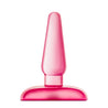 A small pink classic shaped butt plug with a tapered tip, thin neck, and flared base. Additional images show alternate angles.