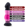 Avant D4 sexy dildo with black, light pink, and hot pink horizontal stripes