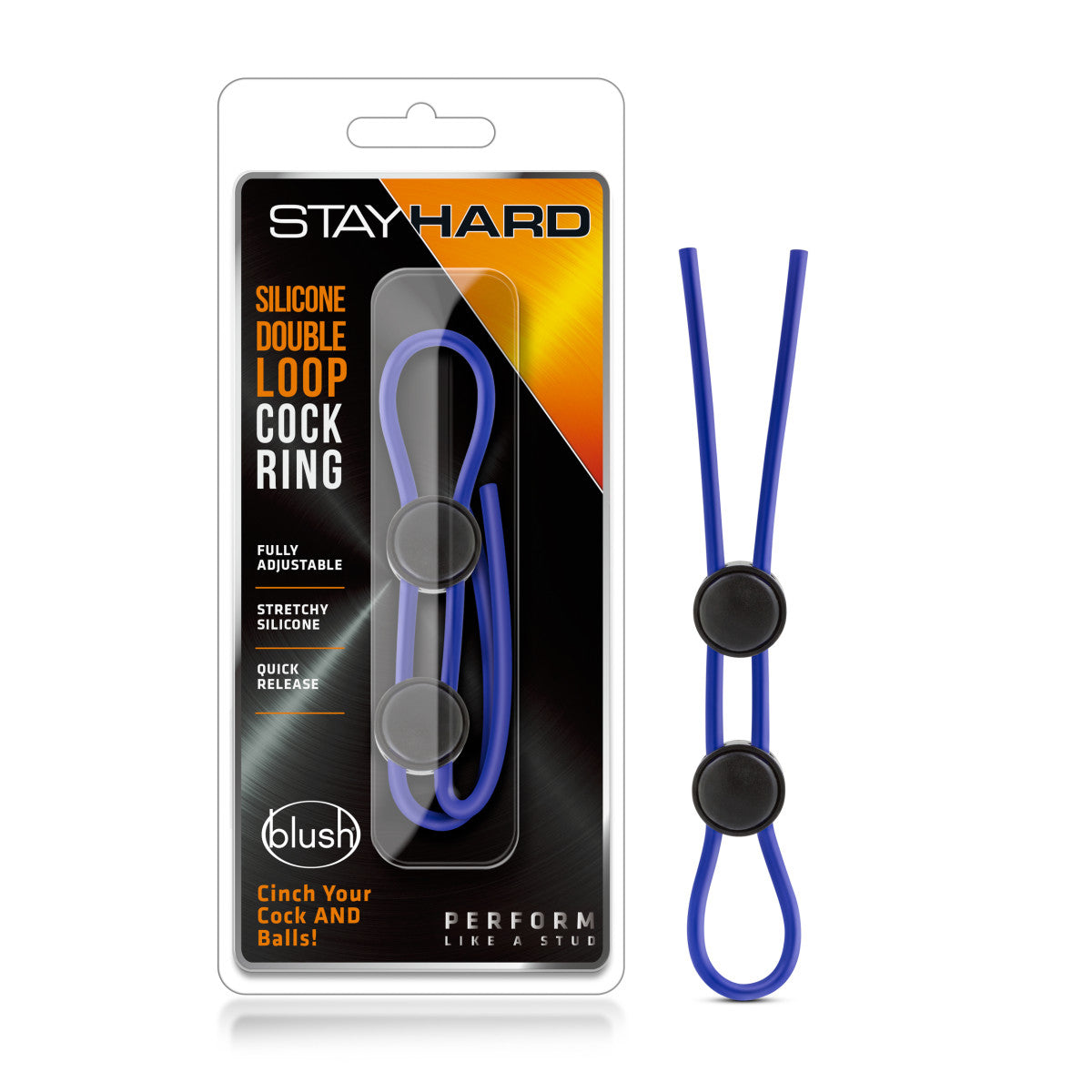Blush Stay Hard | Blue Silicone Double Loop Penis Ring