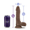 Chocolate skin tone realistic dildo. Featuring a tapered head, veins along a straight but flexible shaft, and realistic balls. Suction cup base. Additional images show alternate angles.