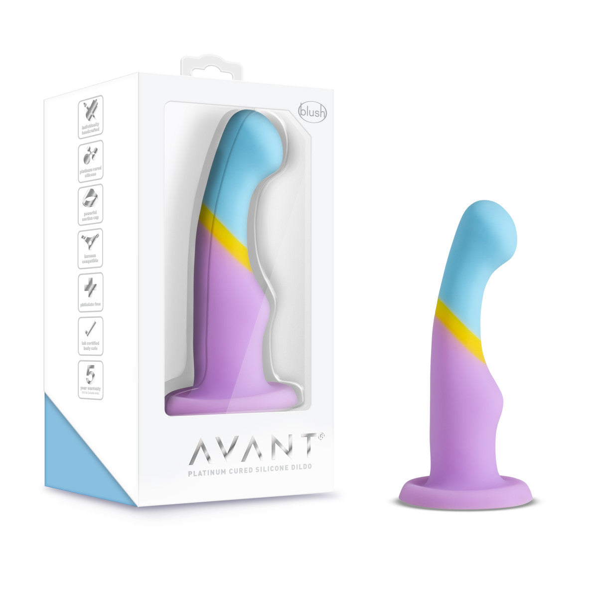 Avant | Heart of Gold D14: Artisan 6 Inch Curved P-Spot / G-Spot Dildo with Suction Cup Base - Elegantly Made with Smooth Ultrasilk® Purio™ Silicone