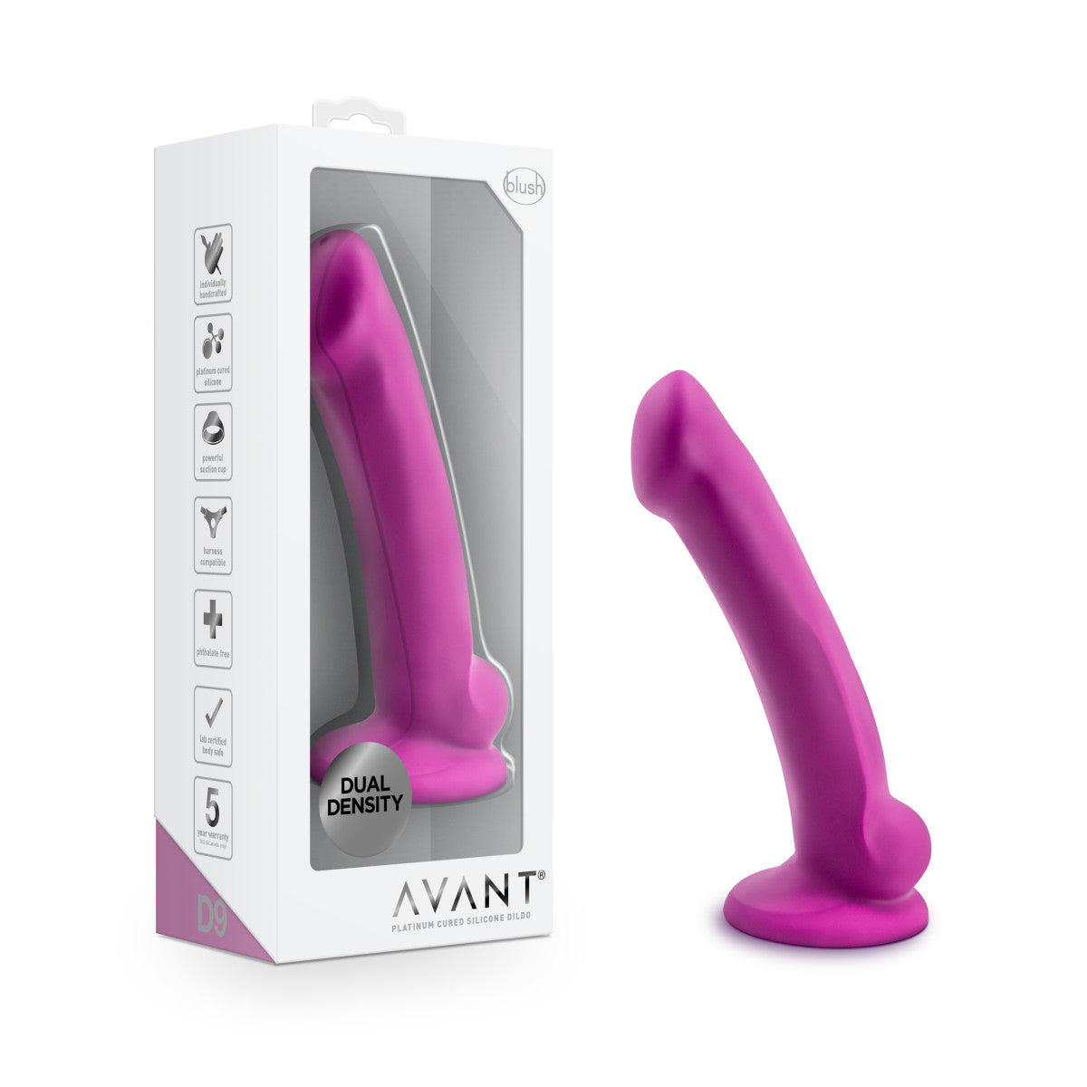Avant | Ergo Mini Violet D9: Artisan 7 Inch Thin Dildo with Suction Cup Base - Elegantly Made with Smooth Ultrasilk® Purio™ Silicone