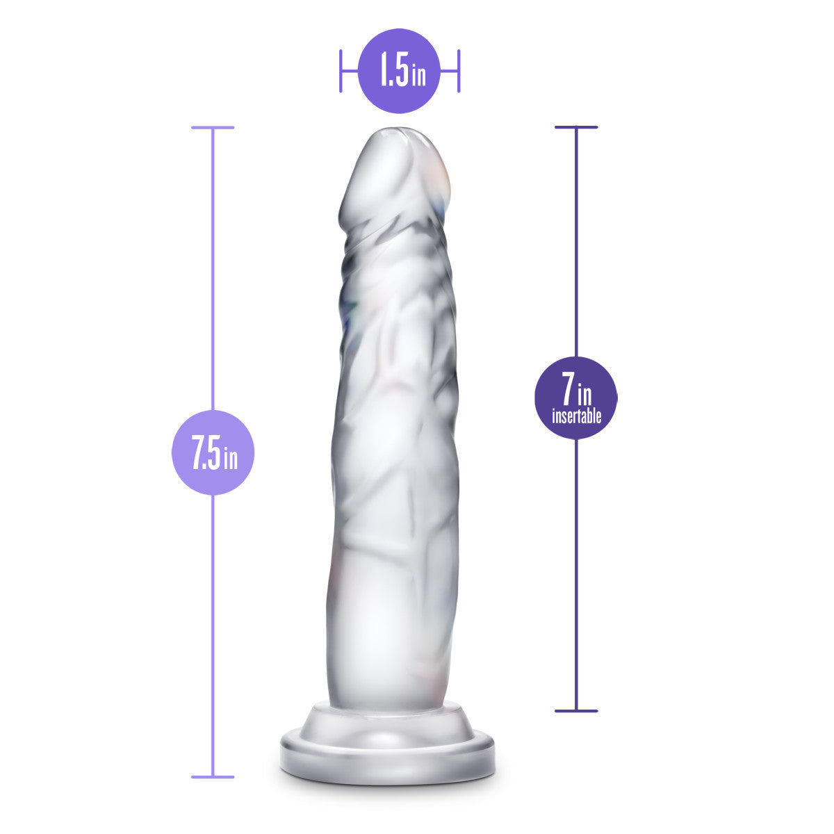 Blush B Yours Diamond Crystal Realistic Clear 7.5-Inch Long Dildo With Suction Cup Base