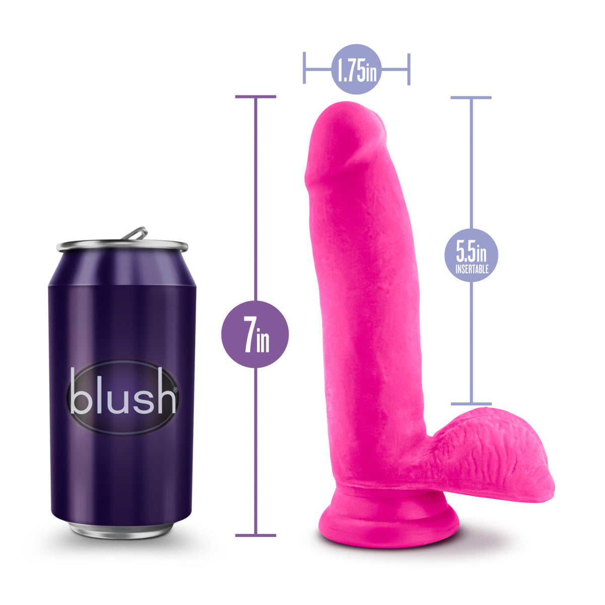 Pink realistic dildo with a small rounded head, veins along a straight but flexible shaft, realistic balls, and a suction cup base. Additional images show alternate angles.