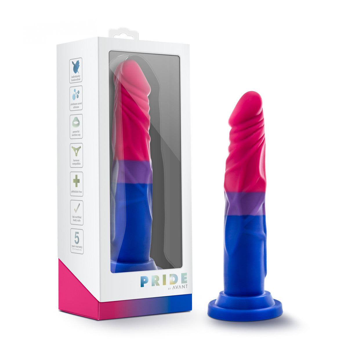 Avant | Pride Love P8: Artisan 7 Inch Dildo with Suction Cup Base - Elegantly Made with Smooth Ultrasilk® Purio™ Silicone