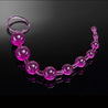 Pink anal beads with 10 progressively sized beads. Space between the beads is thin and flexible. Features a loop at the base for easy and safe removable. Additional images show alternate angles.
