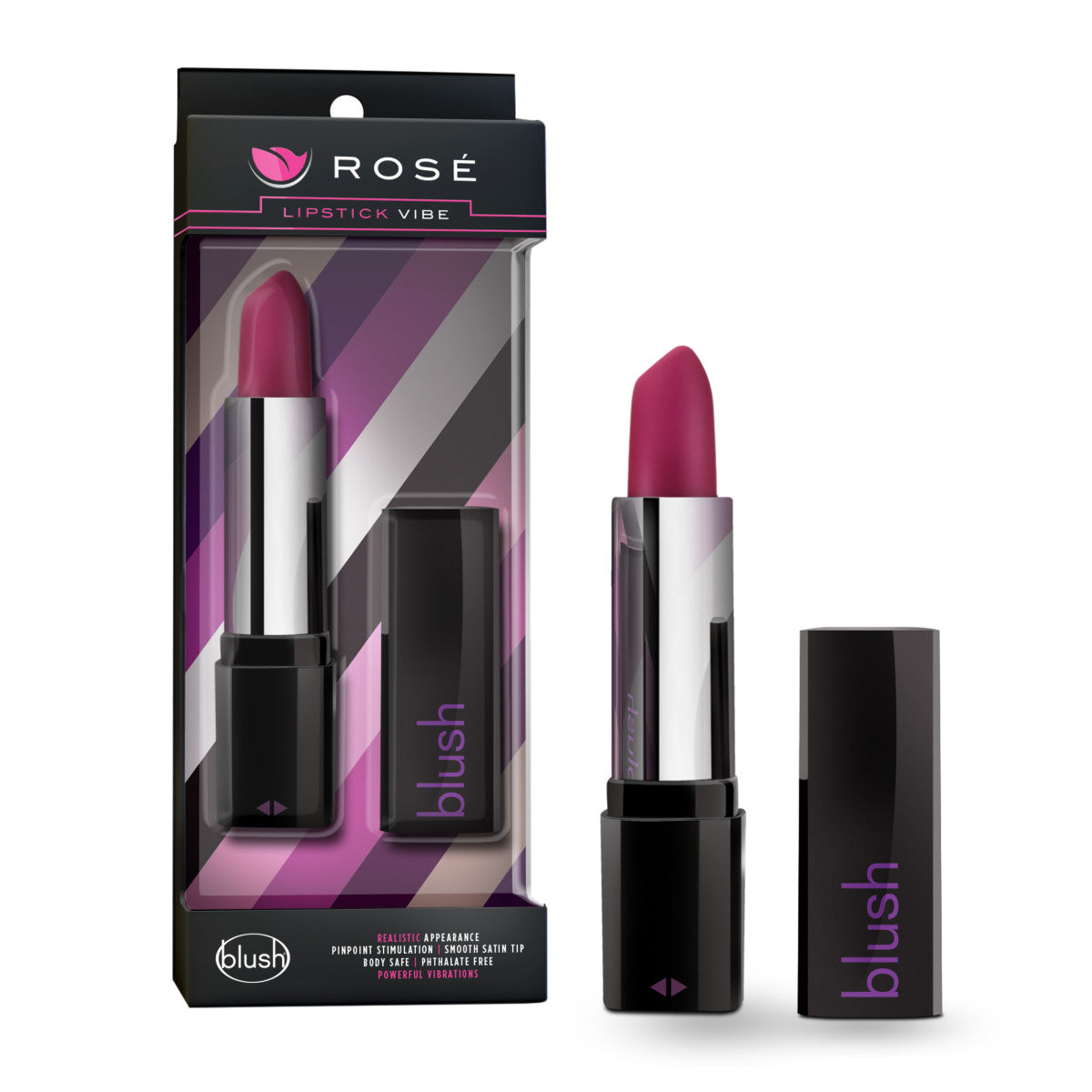 Rose Lipstick Vibe Black 4-Inch Vibrating Mini Vibrator