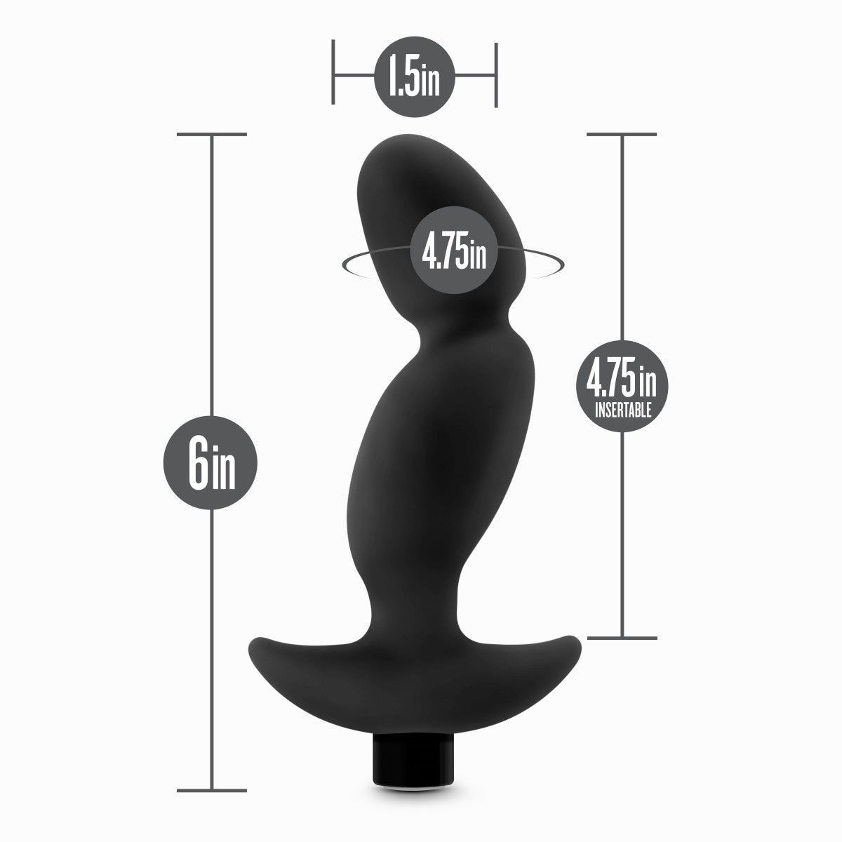 Anal Adventures Platinum Prostate Massager 04  Black 6.5-Inch Vibrating Rechargeable Anal Plug
