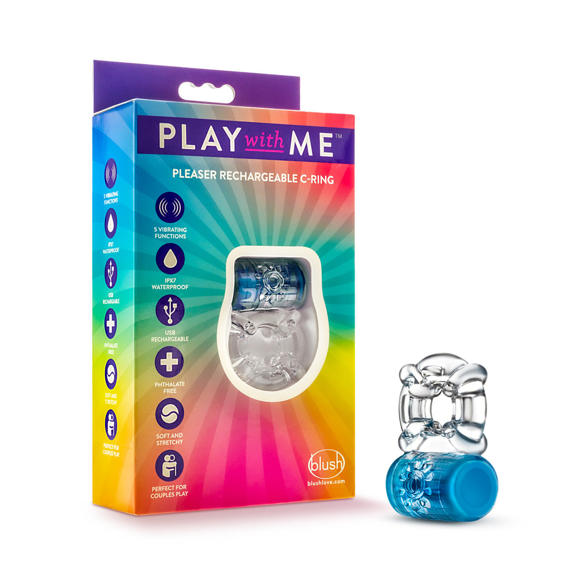 Blush Play With Me™ | Pleaser: Blue Rechargeable Vibrating Penis Ring
