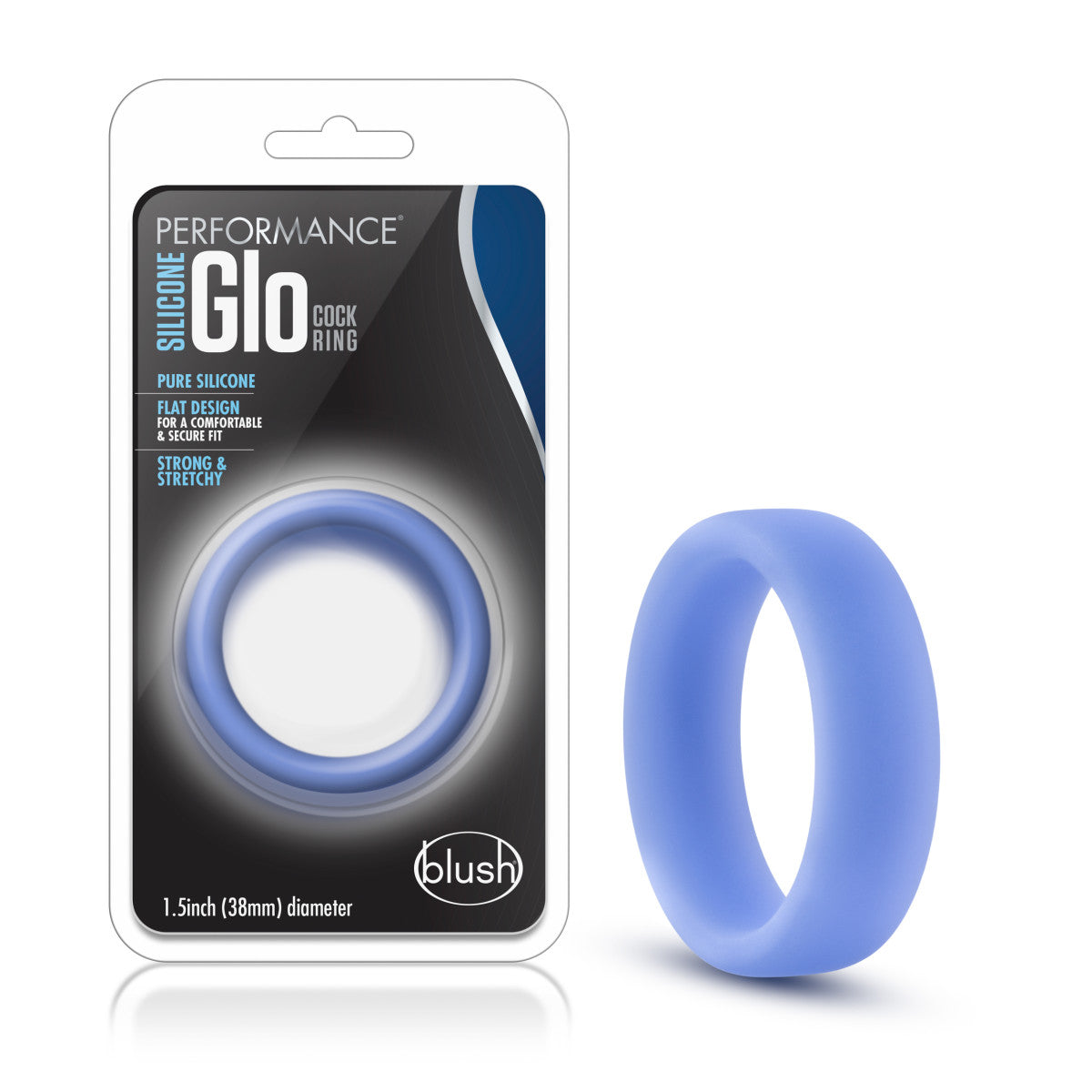 Performance® | Glo: Glow In The Dark Blue Penis Ring - Made with Puria™ Silicone