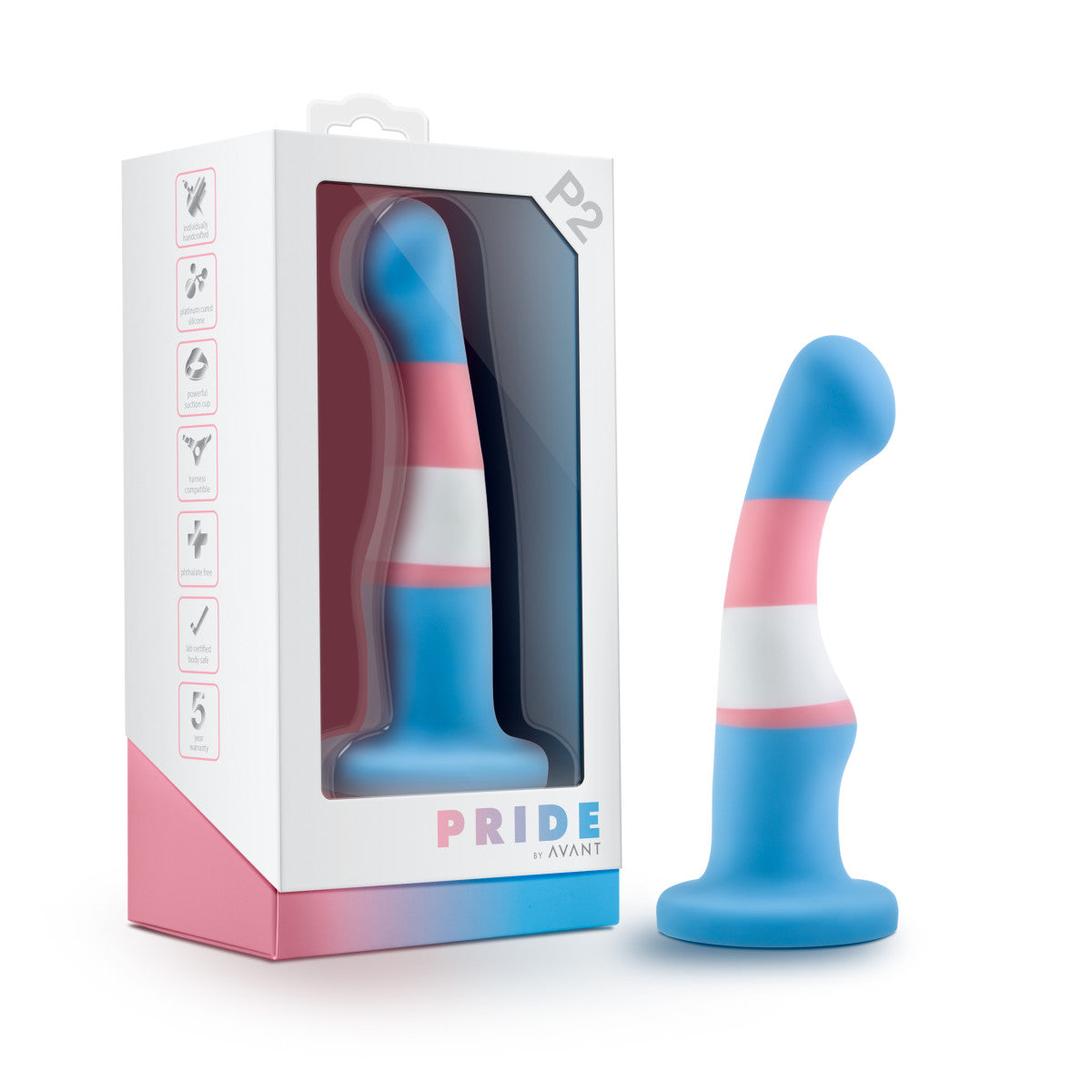 Blush Avant | Pride True Blue P2: Artisan 6 Inch Curved P-Spot / G-Spot Dildo with Suction Cup Base - Elegantly Made with Smooth Ultrasilk® Purio™ Silicone