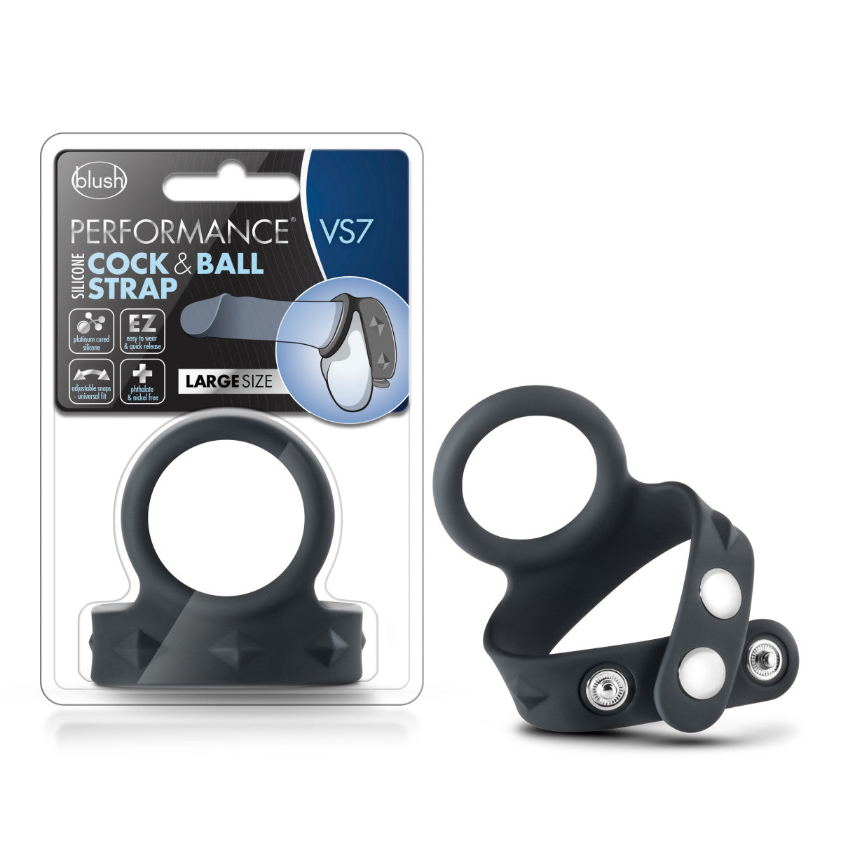 Performance® | VS7: Black Silicone Large Ball Strap & Penis Ring